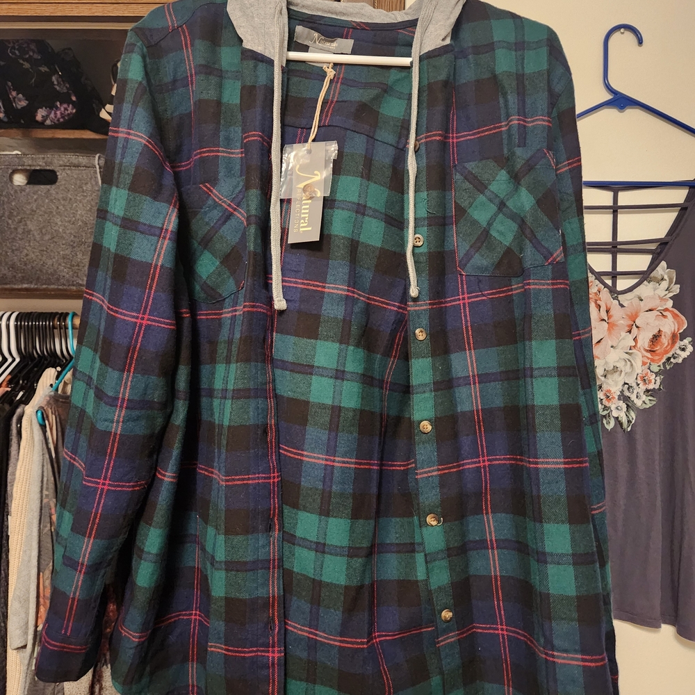 Plaid Hooded Shirt